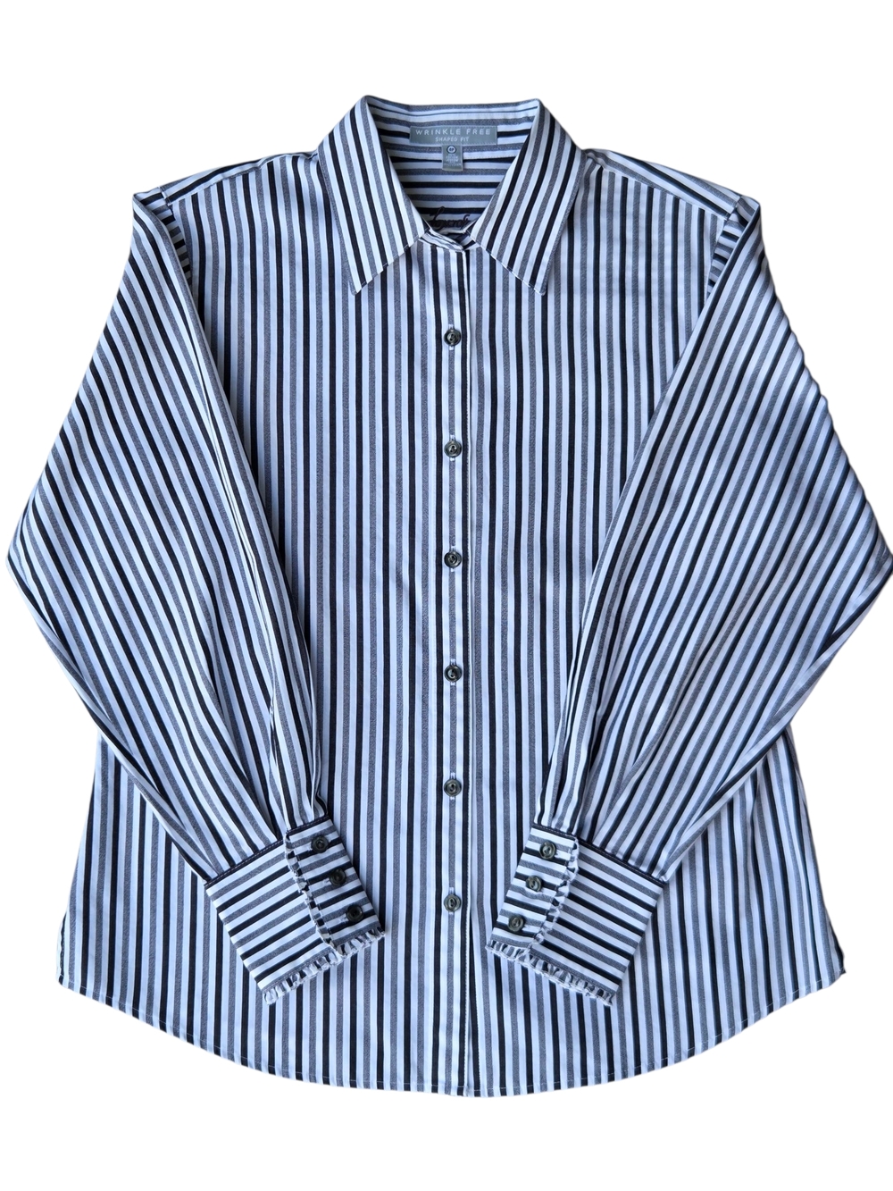 Foxcroft Wrinkle Free Shaped Fit Striped Button Down Shirt Size-4P